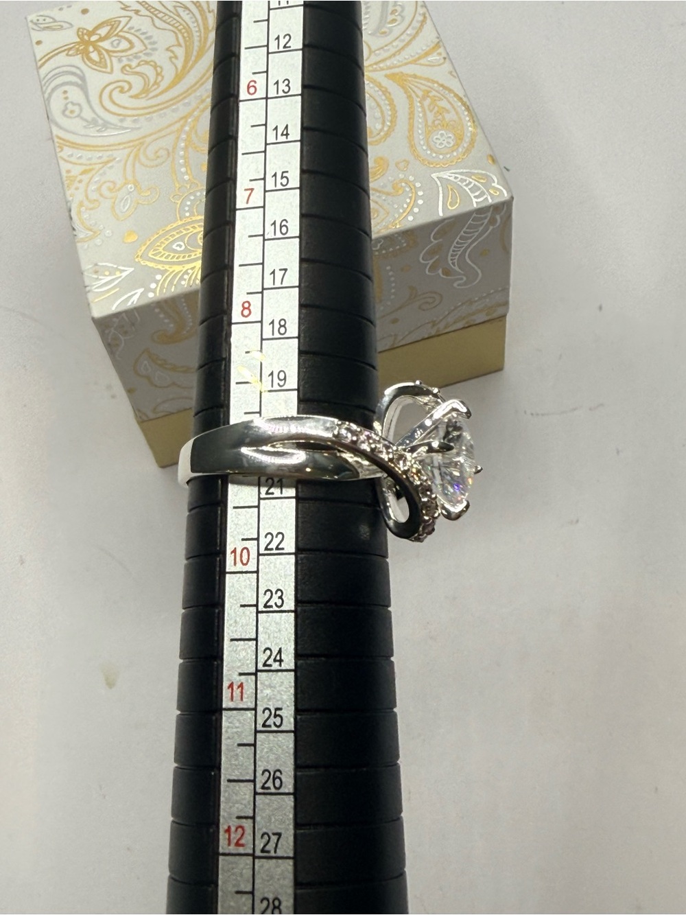 Charter club Silver Plated Cubic Zirconia Bypass Ring Size 9 w/ Box - Picture 3 of 5